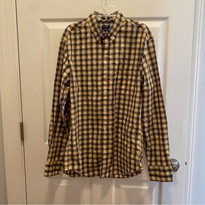 J. Crew Plaid Button-Down Shirt - Gold and Blue